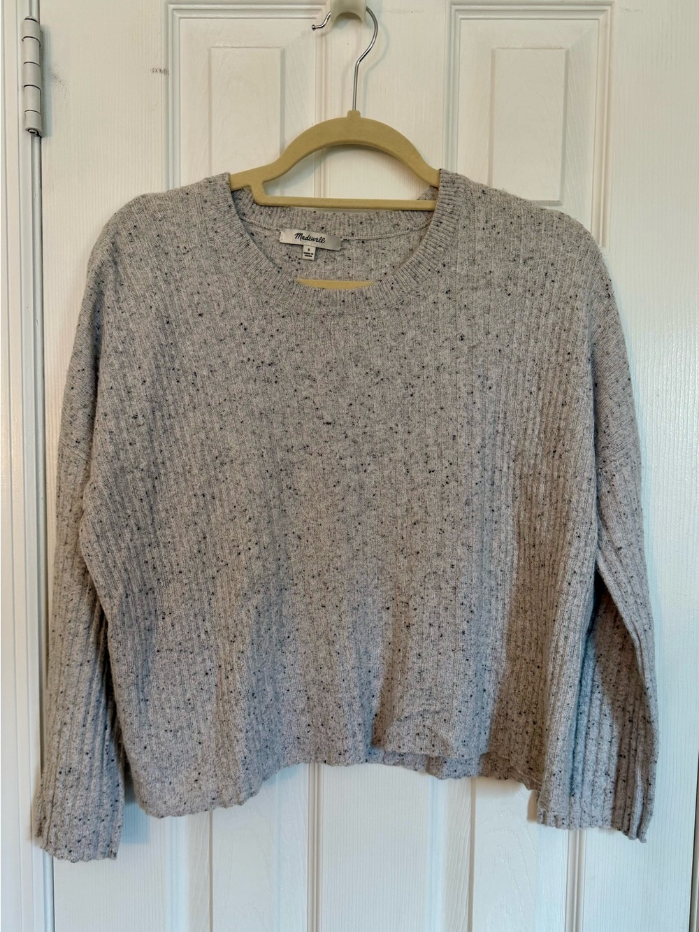 Madewell Speckled Light Gray Crewneck Sweater